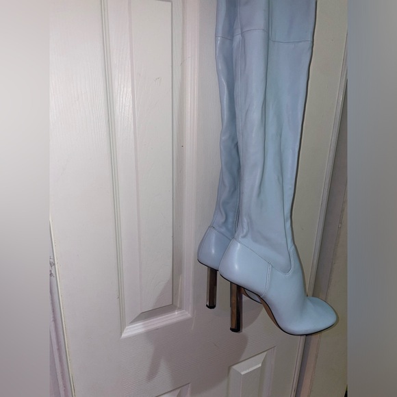 Thigh high blue boots with sliver heel from Zara size 41, women 10 - Picture 2 of 6